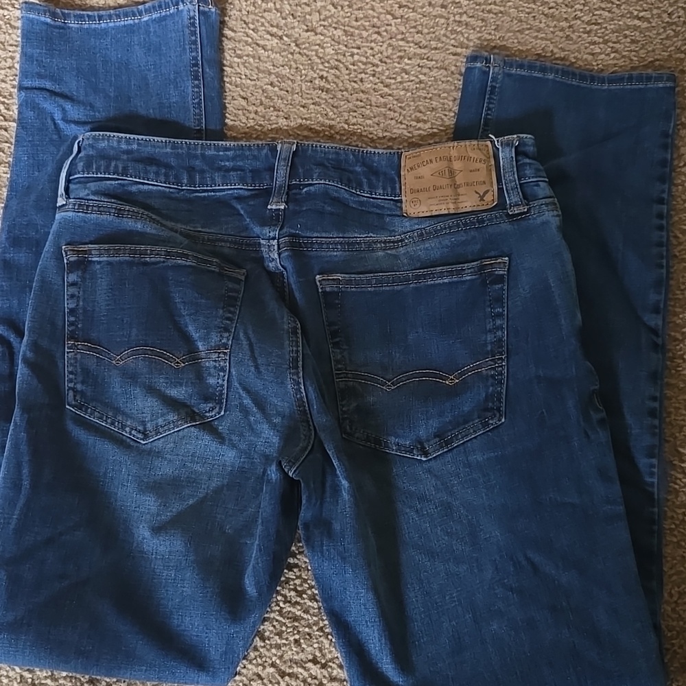 American Eagle Outfitters Women's Medium Blue Straight Leg Jeans - Picture 4 of 4